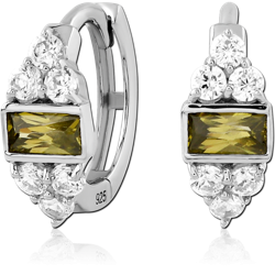 STERLING 925 SILVER JEWELED HUGGIES PAIR