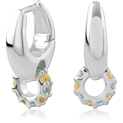 STERLING 925 SILVER PLATED JEWELED HUGGIES PAIR