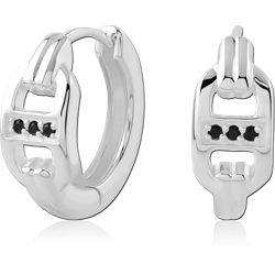 STERLING 925 SILVER JEWELED HUGGIES PAIR