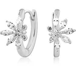 STERLING 925 SILVER JEWELED HUGGIES PAIR