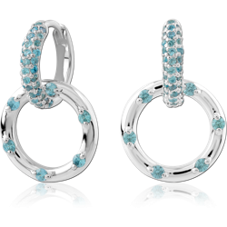 STERLING 925 SILVER PLATED JEWELED HUGGIES PAIR