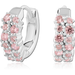 STERLING 925 SILVER PLATED JEWELED HUGGIES PAIR