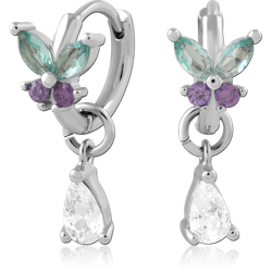 STERLING 925 SILVER JEWELED HUGGIES PAIR SPECIAL NEW DESIGN