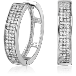 STERLING 925 SILVER JEWELED HUGGIES PAIR