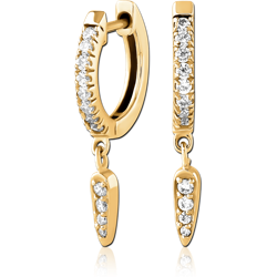 STERILE 316L GOLD PVD COATED SURGICAL STEEL JEWELED HUGGIES PAIR