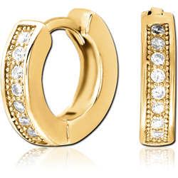 STERILE GOLD PVD COATED SURGICAL STEEL GRADE 316L JEWELED HUGGIES PAIR