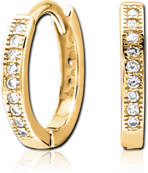 STERILE GOLD PVD COATED SURGICAL STEEL GRADE 316L JEWELED HUGGIES PAIR