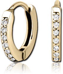 ZIRCON GOLD PVD COATED SURGICAL STEEL GRADE 316L JEWELED HUGGIES PAIR