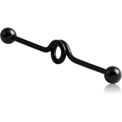 BLACK PVD COATED SURGICAL STEEL GRADE 316L INDUSTRIAL LOOP BARBELL