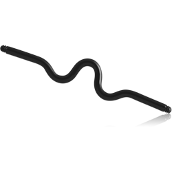 BLACK PVD COATED SURGICAL STEEL GRADE 316L INDUSTRIAL WAVE BARBELL PIN