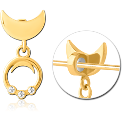 GOLD PVD COATED SURGICAL STEEL GRADE 316L SLIDING JEWELED CHARM FOR INDUSTRIAL BARBELL