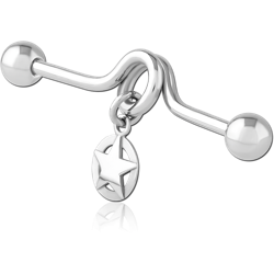 SURGICAL STEEL GRADE 316L INDUSTRIAL BARBELL - STAR