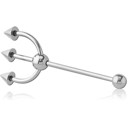 SURGICAL STEEL GRADE 316L INDUSTRIAL TRIDENT EAR BARBELL