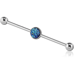 SURGICAL STEEL GRADE 316L INDUTRIAL BARBELL WITH DRUZY STONE