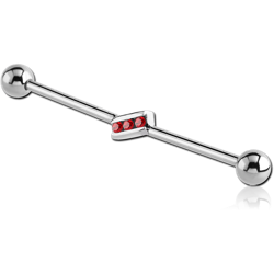 SURGICAL STEEL GRADE 316L JEWELED INDUSTRIAL BARBELL