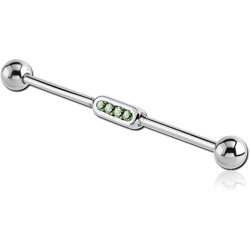 SURGICAL STEEL GRADE 316L JEWELED INDUSTRIAL BARBELL