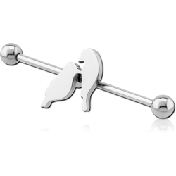 SURGICAL STEEL GRADE 316L INDRUSTRIAL BARBELL WITH 2 BIRDS