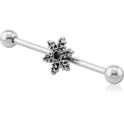 SURGICAL STEEL GRADE 316L SNOWFLAKE INDUSTRIAL BARBELL