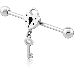 SURGICAL STEEL GRADE 316L LOCK AND KEY INDUSTRIAL BARBELL
