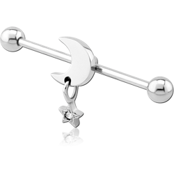 SURGICAL STEEL GRADE 316L MOON AND STAR INDUSTRIAL BARBELL