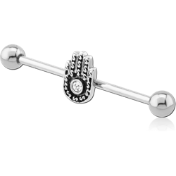 SURGICAL STEEL GRADE 316L HAND OF GOD INDUSTRIAL BARBELL
