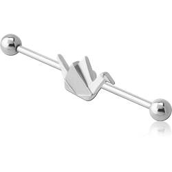 SURGICAL STEEL GRADE 316L INDUSTRIAL BARBELL WITH ADJUSTABLE SLIDING CHARM