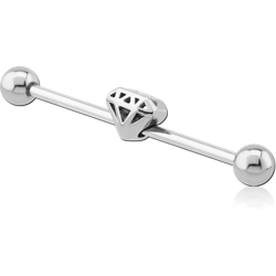 SURGICAL STEEL GRADE 316L INDUSTRIAL BARBELL WITH ADJUSTABLE SLIDING CHARM