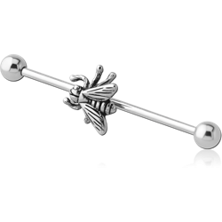 SURGICAL STEEL GRADE 316L INDUSTRIAL BARBELL WITH ADJUSTABLE SLIDING CHARM