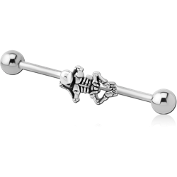 SURGICAL STEEL GRADE 316L INDUSTRIAL BARBELL ADJUSTABLE SLIDING CHARM - SKELETON