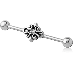 SURGICAL STEEL GRADE 316L INDUSTRIAL BARBELL WITH ADJUSTABLE SLIDING CHARM