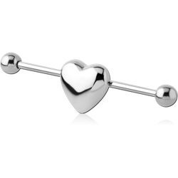 SURGICAL STEEL GRADE 316L INDUSTRIAL BARBELL - HEART