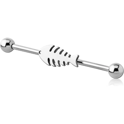 SURGICAL STEEL GRADE 316L INDUSTRIAL BARBELL - FISH