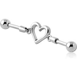 SURGICAL STEEL GRADE 316L INDUSTRIAL BARBELL CHARM - HEART