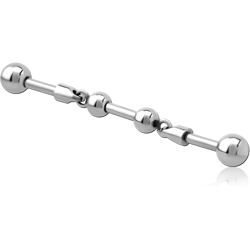 SURGICAL STEEL GRADE 316L INDUSTRIAL BARBELL CHARM - TWO BALL