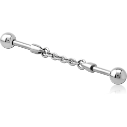 SURGICAL STEEL GRADE 316L INDUSTRIAL BARBELL CHARM - CHAIN