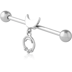 SURGICAL STEEL GRADE 316L SLIDING JEWELED INDUSTRIAL BARBELL