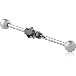 SURGICAL STEEL GRADE 316L  JEWELED INDUSTRIAL BARBELL