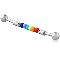 SURGICAL STEEL GRADE 316L INDUSTRIAL BARBELL ADJUSTABLE SLIDING CHARM