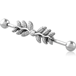 SURGICAL STEEL GRADE 316L INDUSTRIAL BARBELL WITH SLIDING CHARM