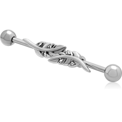 SURGICAL STEEL GRADE 316L INDUSTRIAL BARBELL WITH SLIDING CHARM