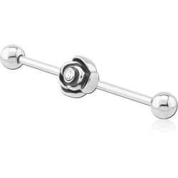SURGICAL STEEL GRADE 316L INDUSTRIAL BARBELL WITH FLOWER