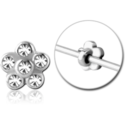 SURGICAL STEEL GRADE 316L ADJUSTABLE SLIDING CHARM FOR INDUSTRIAL BARBELL - FLOWER