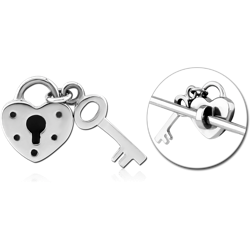 SURGICAL STEEL GRADE 316L ADJUSTABLE SLIDING CHARM FOR INDUSTRIAL BARBELL - LOCK AND KEY