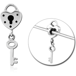 SURGICAL STEEL GRADE 316L ADJUSTABLE SLIDING CHARM FOR INDUSTRIAL BARBELL - LOCK AND KEY