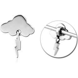 SURGICAL STEEL GRADE 316L ADJUSTABLE SLIDING CHARM FOR INDUSTRIAL BARBELL - THUNDERCLOUD