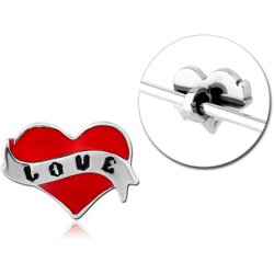 SURGICAL STEEL GRADE 316L ADJUSTABLE SLIDING CHARM FOR INDUSTRIAL BARBELL - LOVE