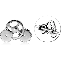 SURGICAL STEEL GRADE 316L ADJUSTABLE SLIDING CHARM FOR INDUSTRIAL BARBELL - WHEEL