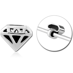 SURGICAL STEEL GRADE 316L ADJUSTABLE SLIDING CHARM FOR INDUSTRIAL BARBELL - DIAMOND