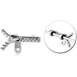 SURGICAL STEEL GRADE 316L ADJUSTABLE SLIDING CHARM FOR INDUSTRIAL BARBELL - ZIP