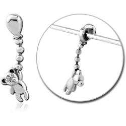SURGICAL STEEL GRADE 316L ADJUSTABLE SLIDING CHARM FOR INDUSTRIAL BARBELL - BEAR